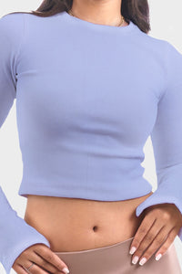 Cropped Ribbed Top with Bracelet Slit