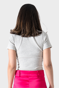 Light Gray Short Sleeve Ribbed Top
