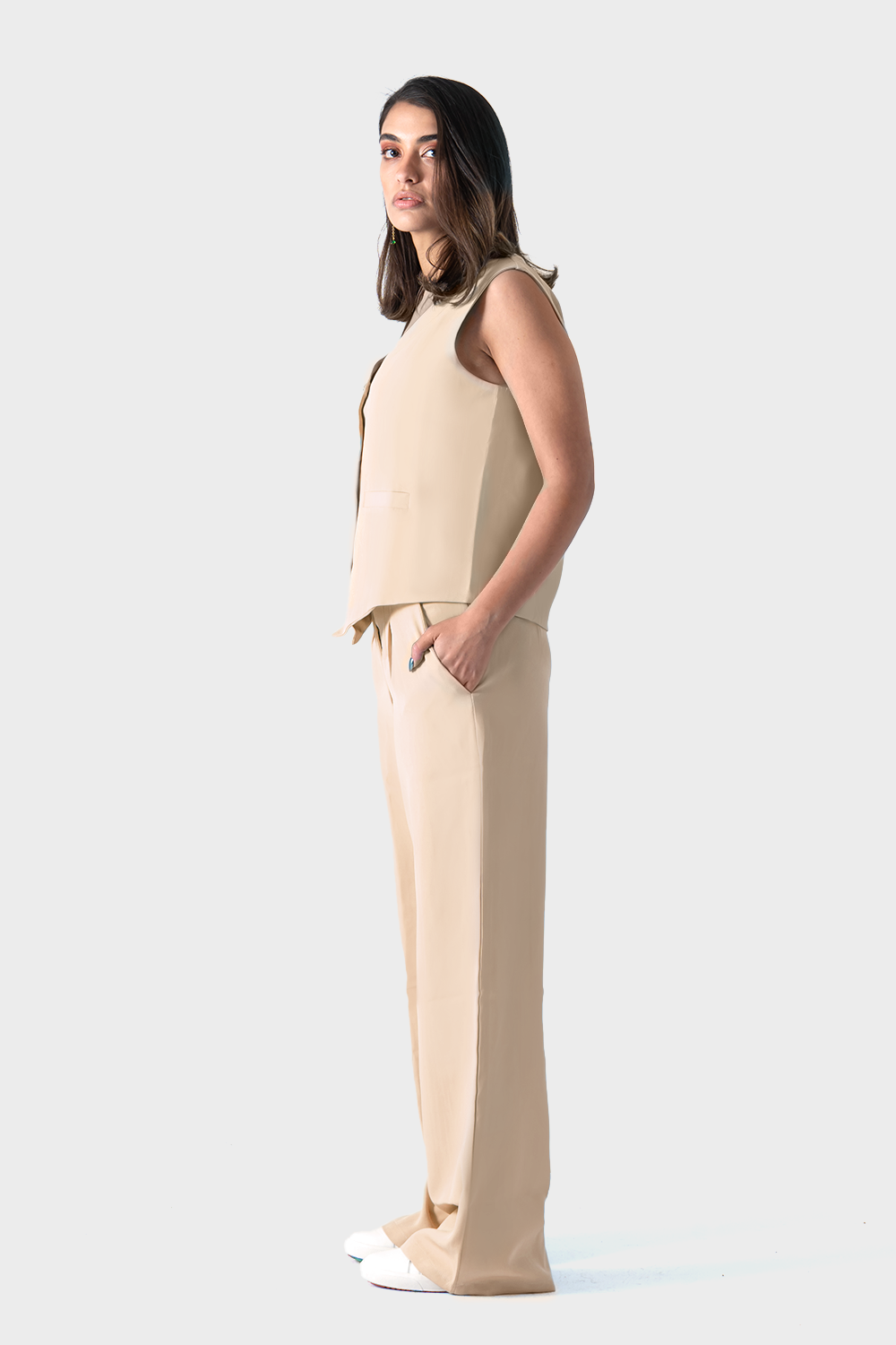 Beige Vest Suit