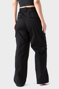 Black Wide Leg Cargo Pants