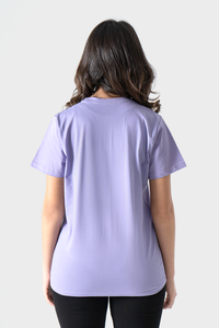Lavender Front Printed Short Sleeves T-Shirt