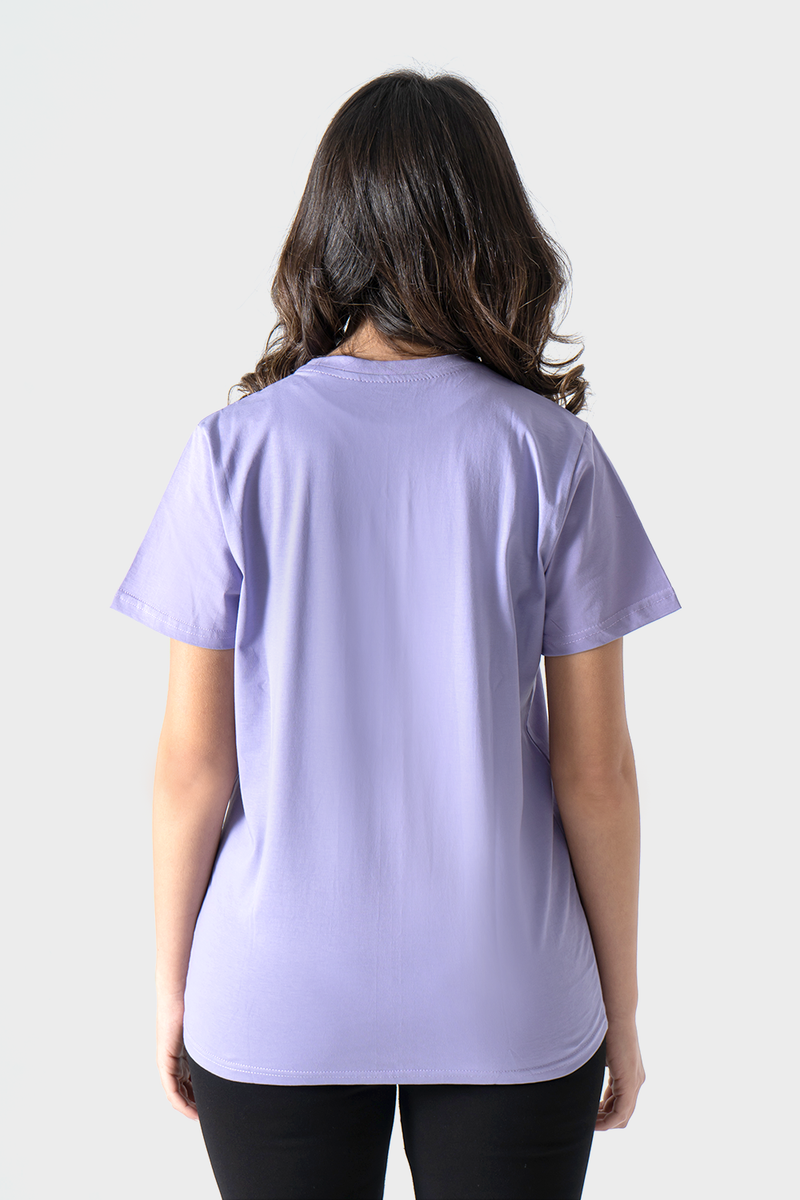 Lavender Front Printed Short Sleeves T-Shirt