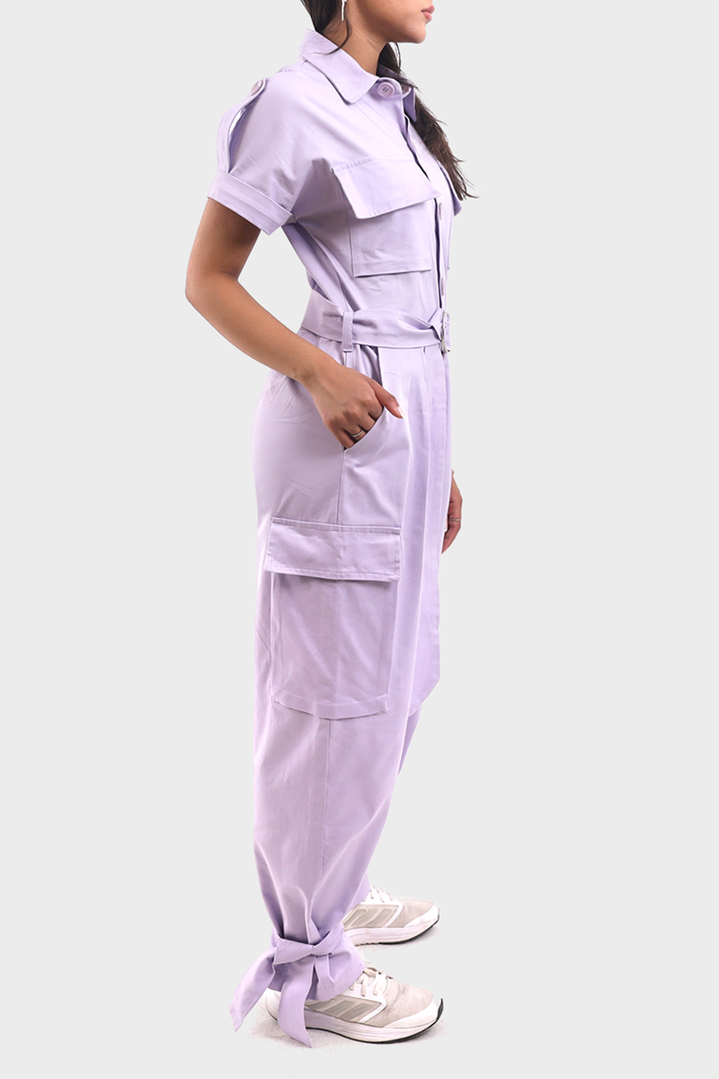 Light Lavender Front Pockets Jumpsuit