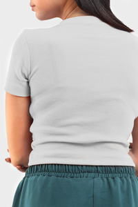 Gray Cropped Short Sleeve Ribbed Top
