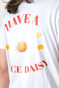 White Sun Flower Printed T-Shirt