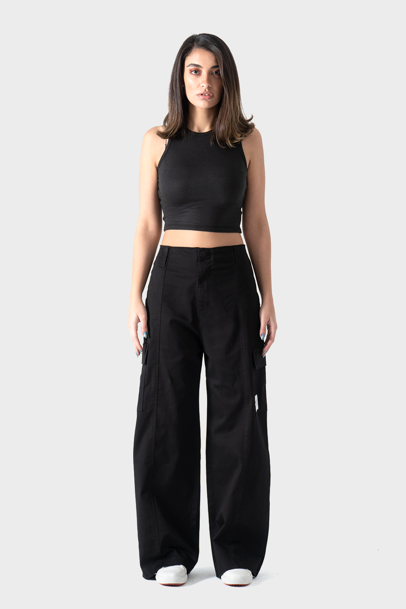 Black Wide Leg Cargo Pants