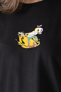 Black Printed Over-Sized T-Shirt