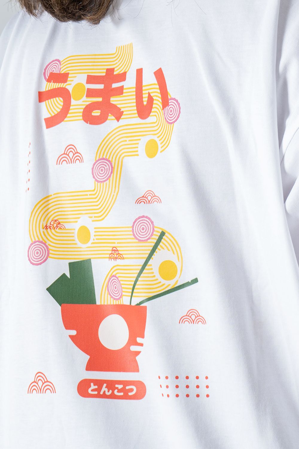 White Noodles Printed Oversized T-Shirt
