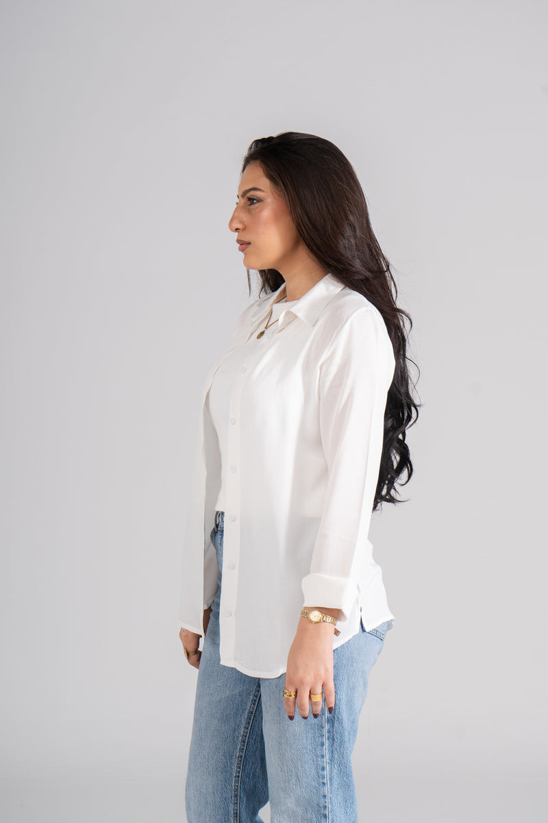 White Rounded Trim Shirt