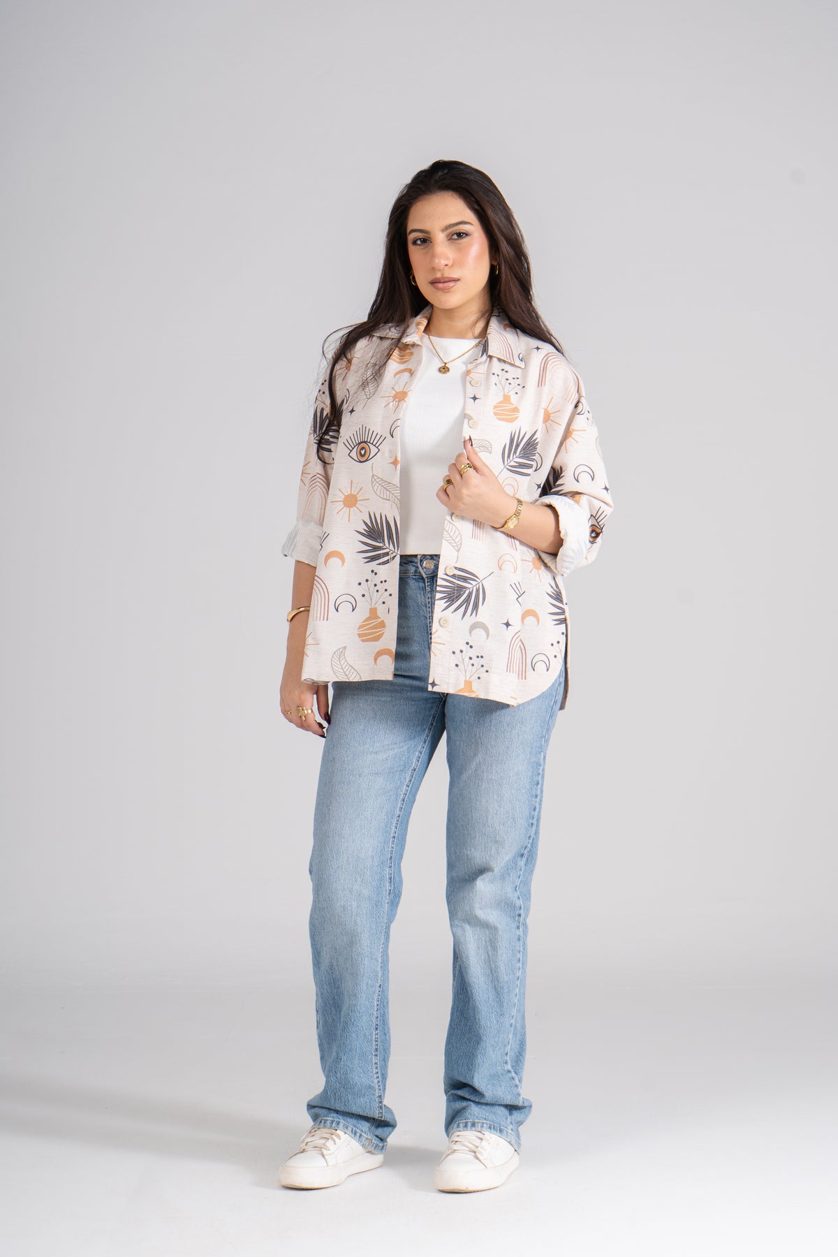 Printed Long Sleeve Turkish Linen Shirt