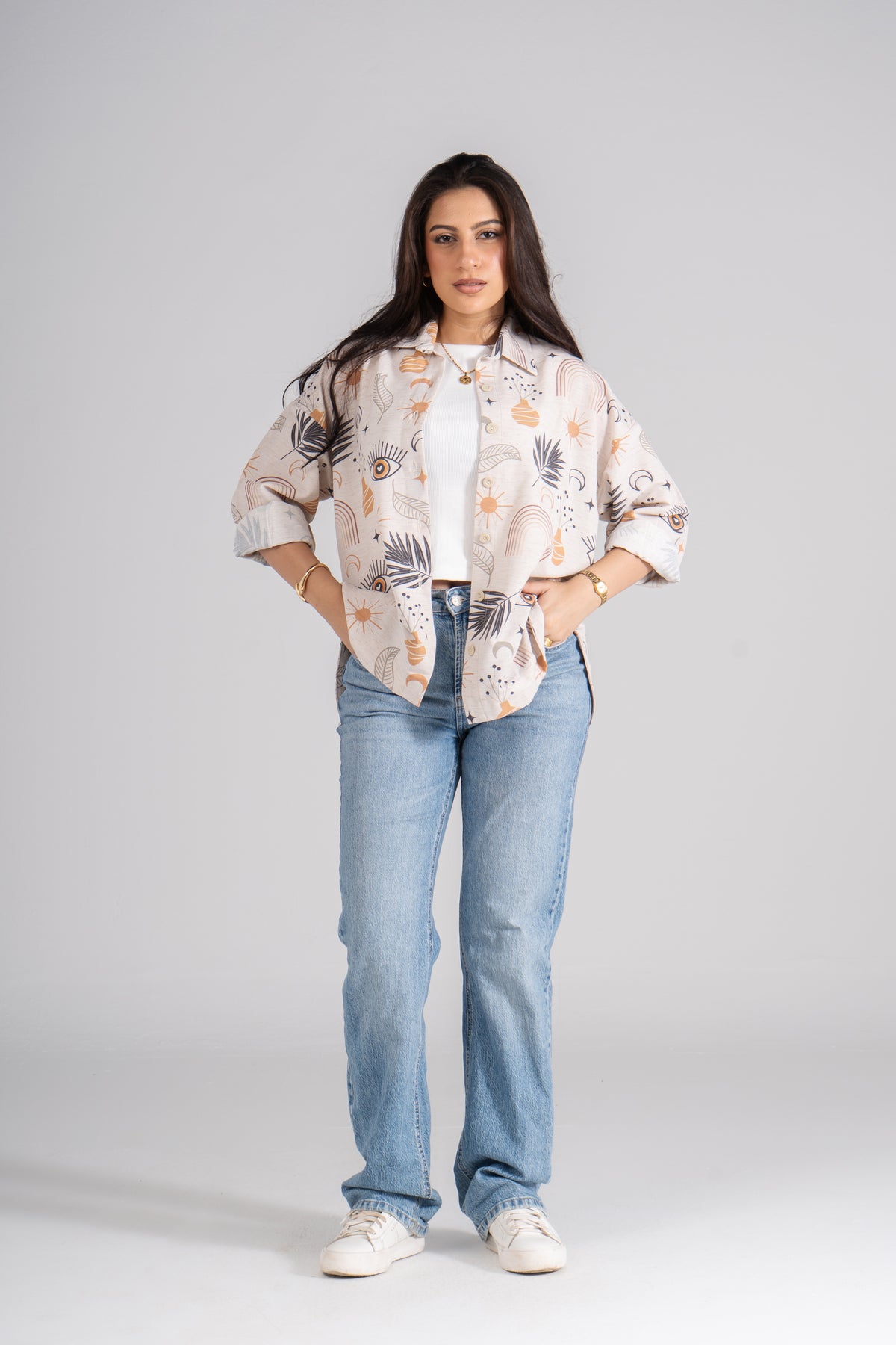 Printed Long Sleeve Turkish Linen Shirt