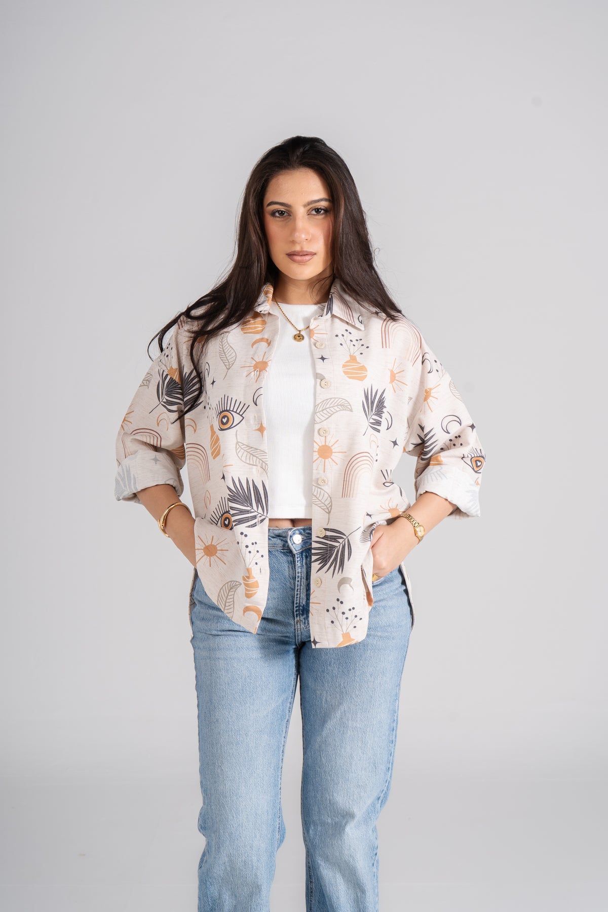 Printed Long Sleeve Turkish Linen Shirt