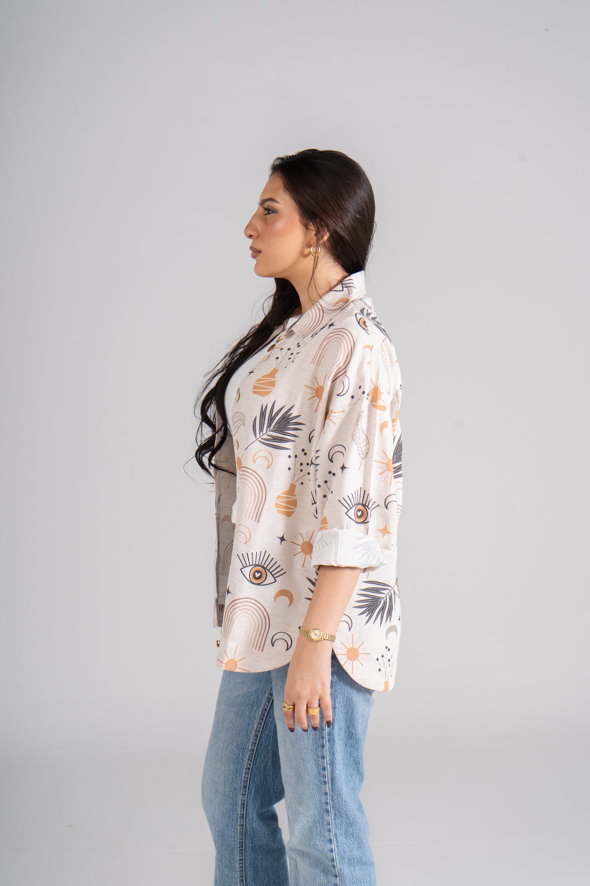 Printed Long Sleeve Turkish Linen Shirt
