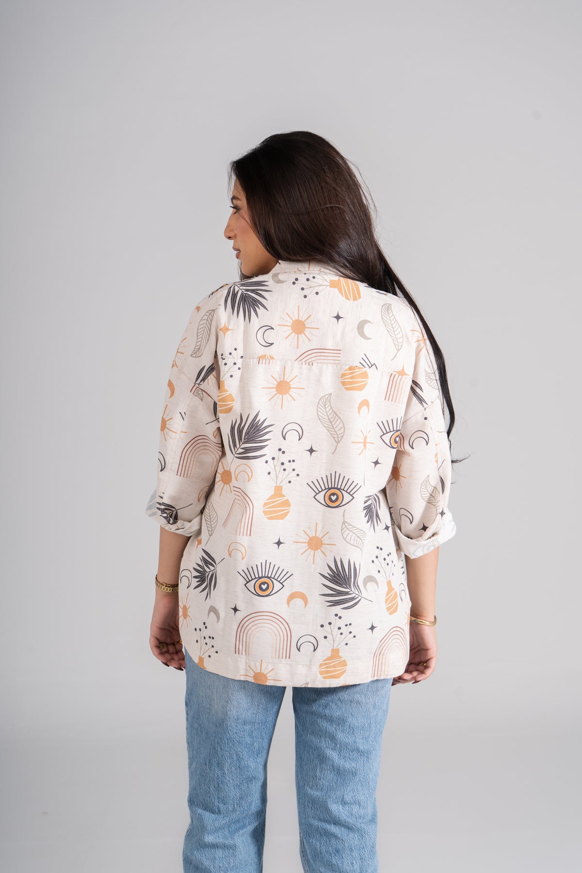 Printed Long Sleeve Turkish Linen Shirt