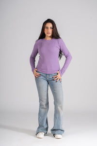 Lavender Ribbed Top with Bracelet Slit