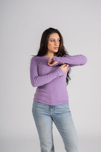 Lavender Ribbed Top with Bracelet Slit
