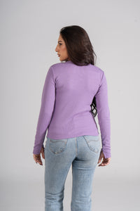 Lavender Ribbed Top with Bracelet Slit