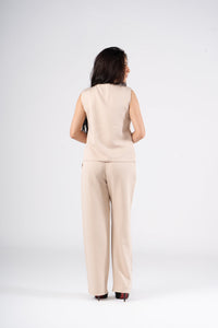 Beige Vest Suit - Cross Button