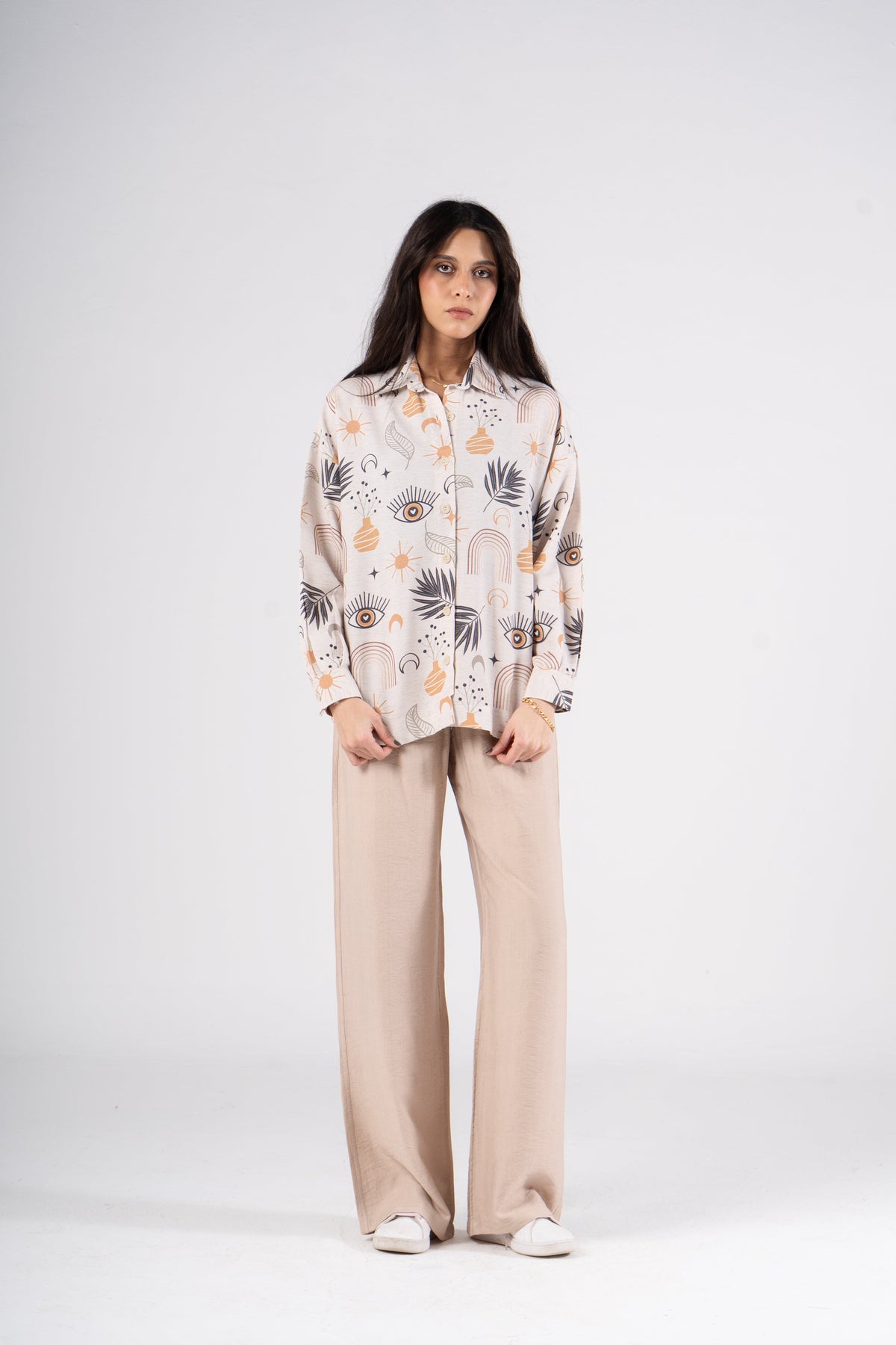 Printed Long Sleeve Turkish Linen Shirt