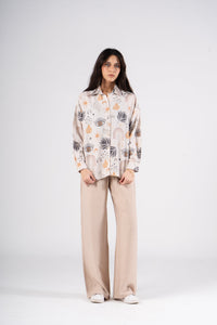 Printed Long Sleeve Turkish Linen Shirt