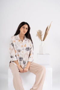 Printed Long Sleeve Turkish Linen Shirt