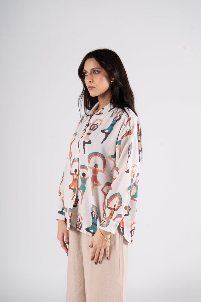 Printed Long Sleeves Turkish Linen Shirt