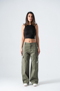 Olive Wide Leg Cargo Pants