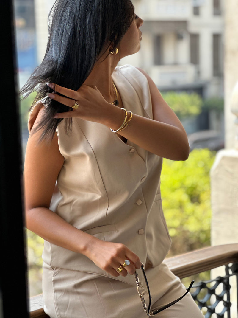 Beige Vest Suit