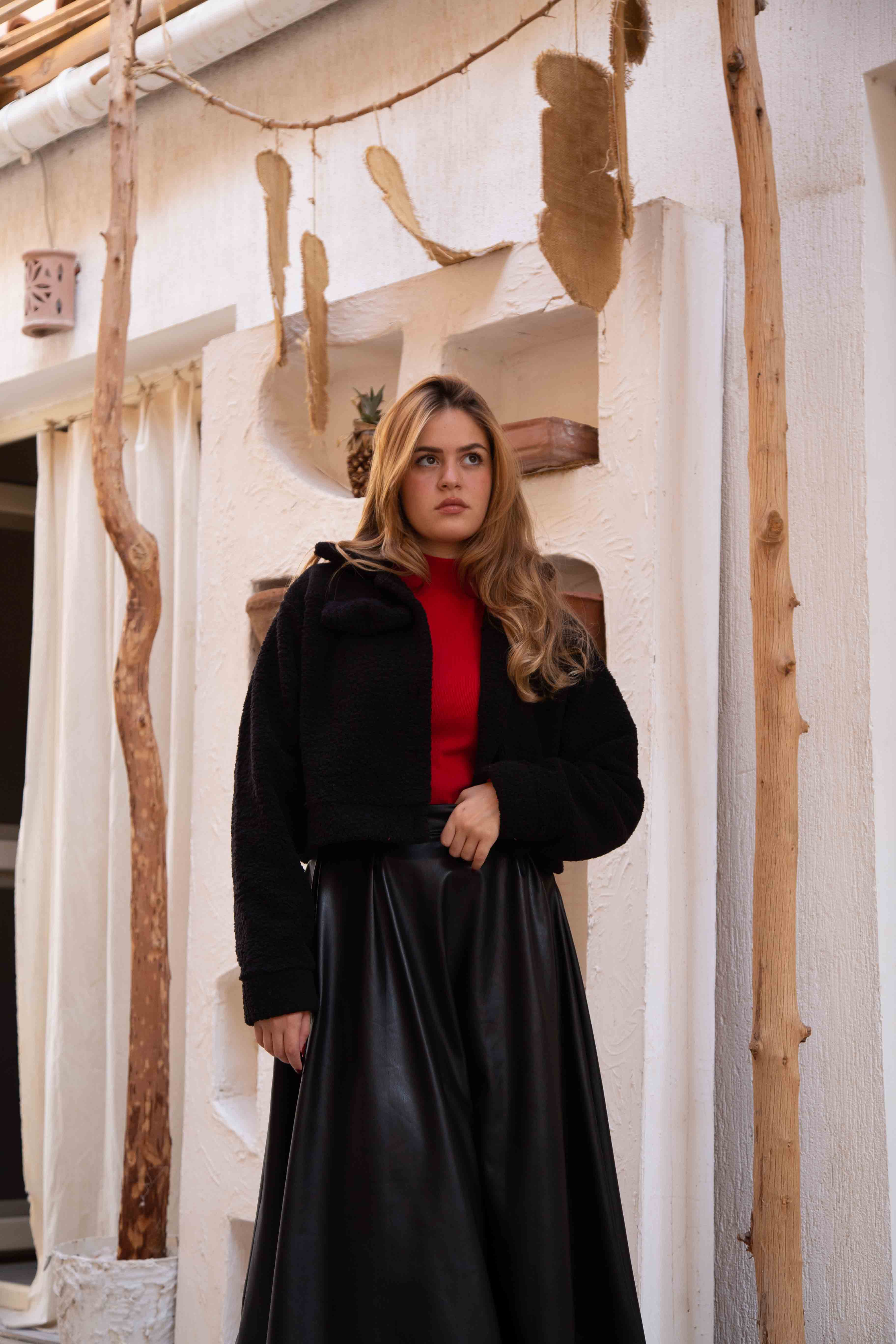 Black Maxi Leather Skirt OKOYE