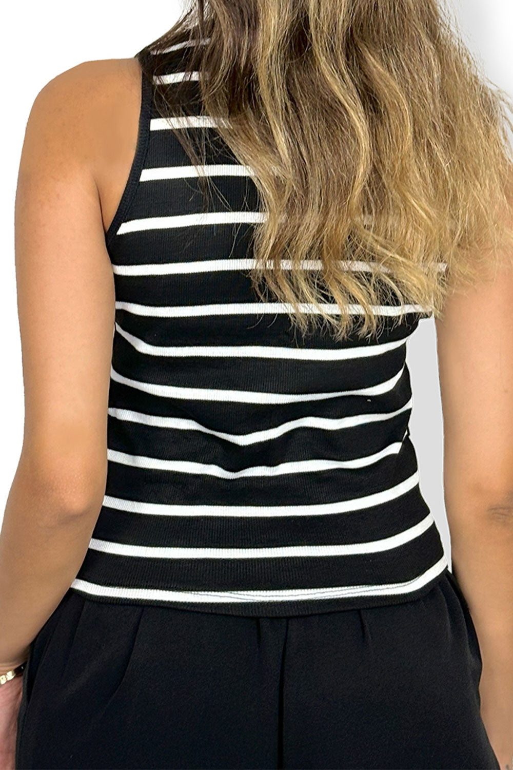 Black Sleeveless Derby Tank Top