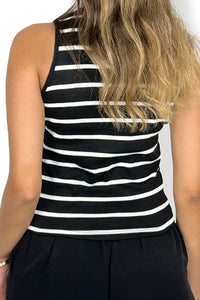 Black Sleeveless Derby Tank Top