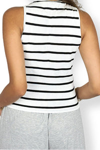 White Sleeveless Derby Tank Top