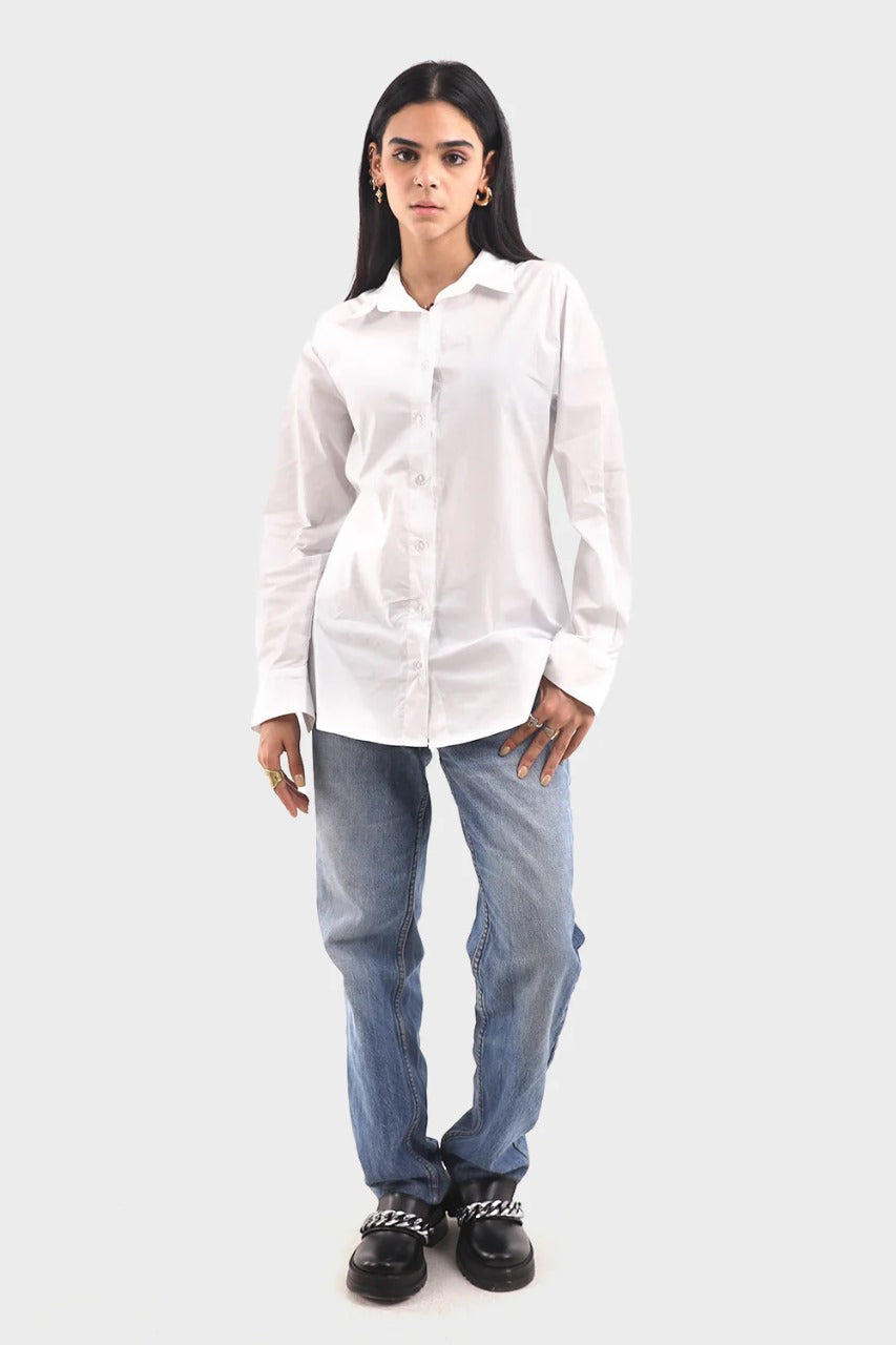 White Rounded Trim Shirt
