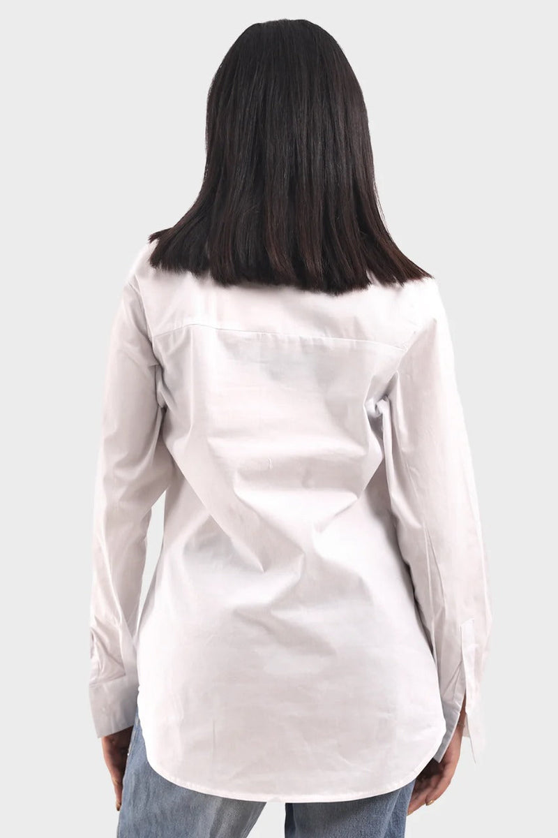 White Rounded Trim Shirt
